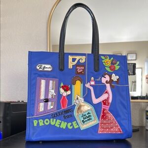 Blue and Black Patch Work Tote Bag